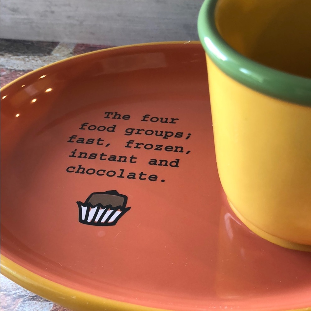 Orange Ceramic Plate with Fun Chocolate Quote
